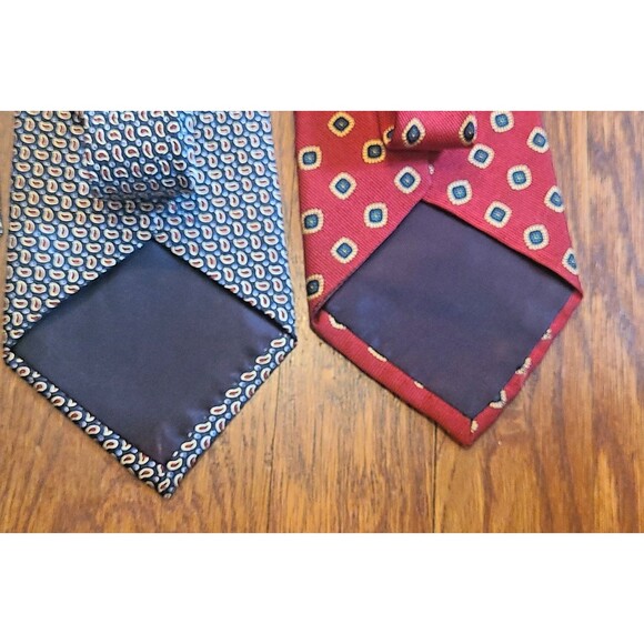 Lot of 4 Vtg Polo Ralph Lauren Silk Tie Hand Made USA Yellow Red Dark Blue Navy - Picture 7 of 16